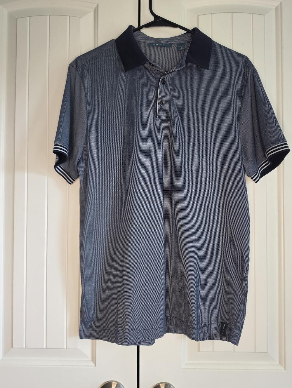 ​Perry Ellis Blue Striped Polo Shirt Short Sleeve M